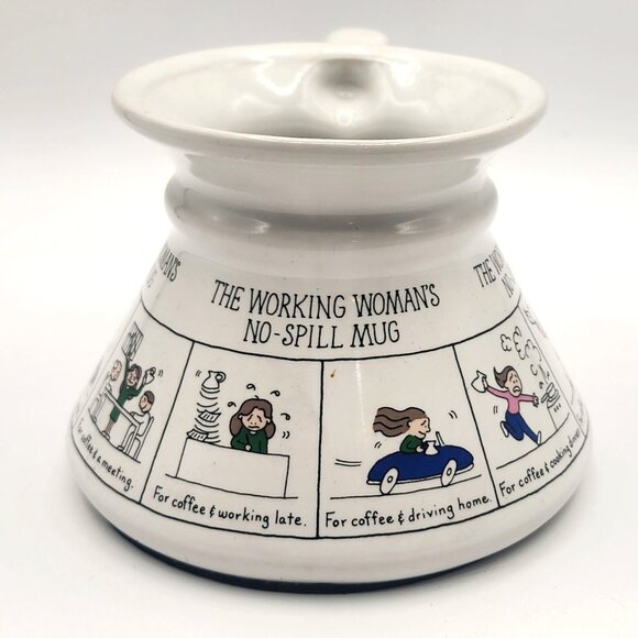 Vintage The Working Woman's Cartoons Wide Bottom No-Spill Ceramic Coffee Mug RPP - Picture 2 of 8